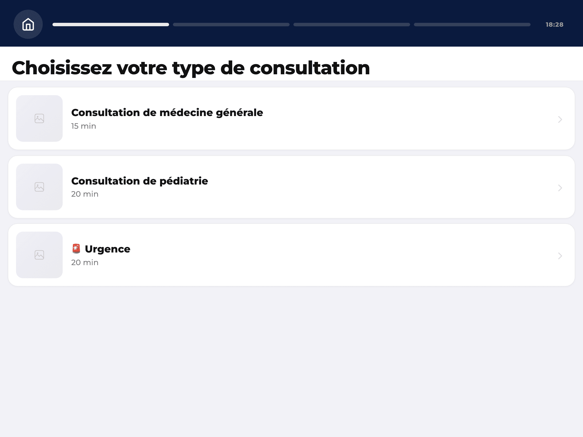 La borne d'accueil : « Choisissez votre type de consultation ».